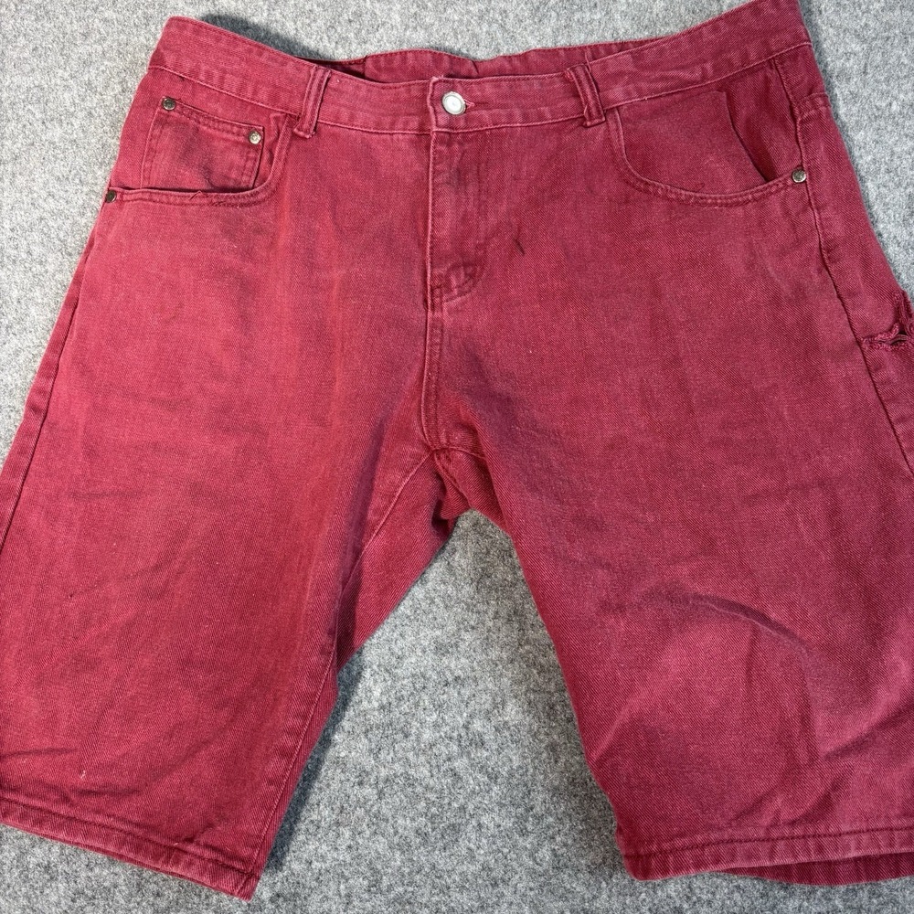 Red Ape Denim Shorts Men's Size 38 Y2K Baggy Red Streetwear Skater Urban Hip Hop